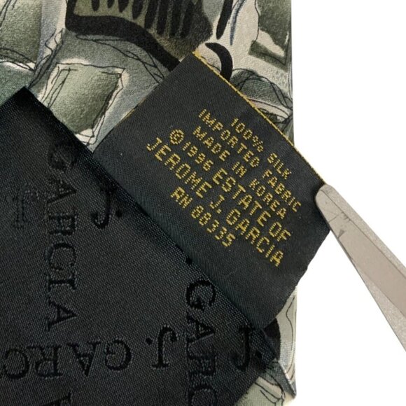 J Garcia Courtyard Performance 10th Anniversary Ltd Ed Silk Tie Gray Silver 1996 - Picture 5 of 5